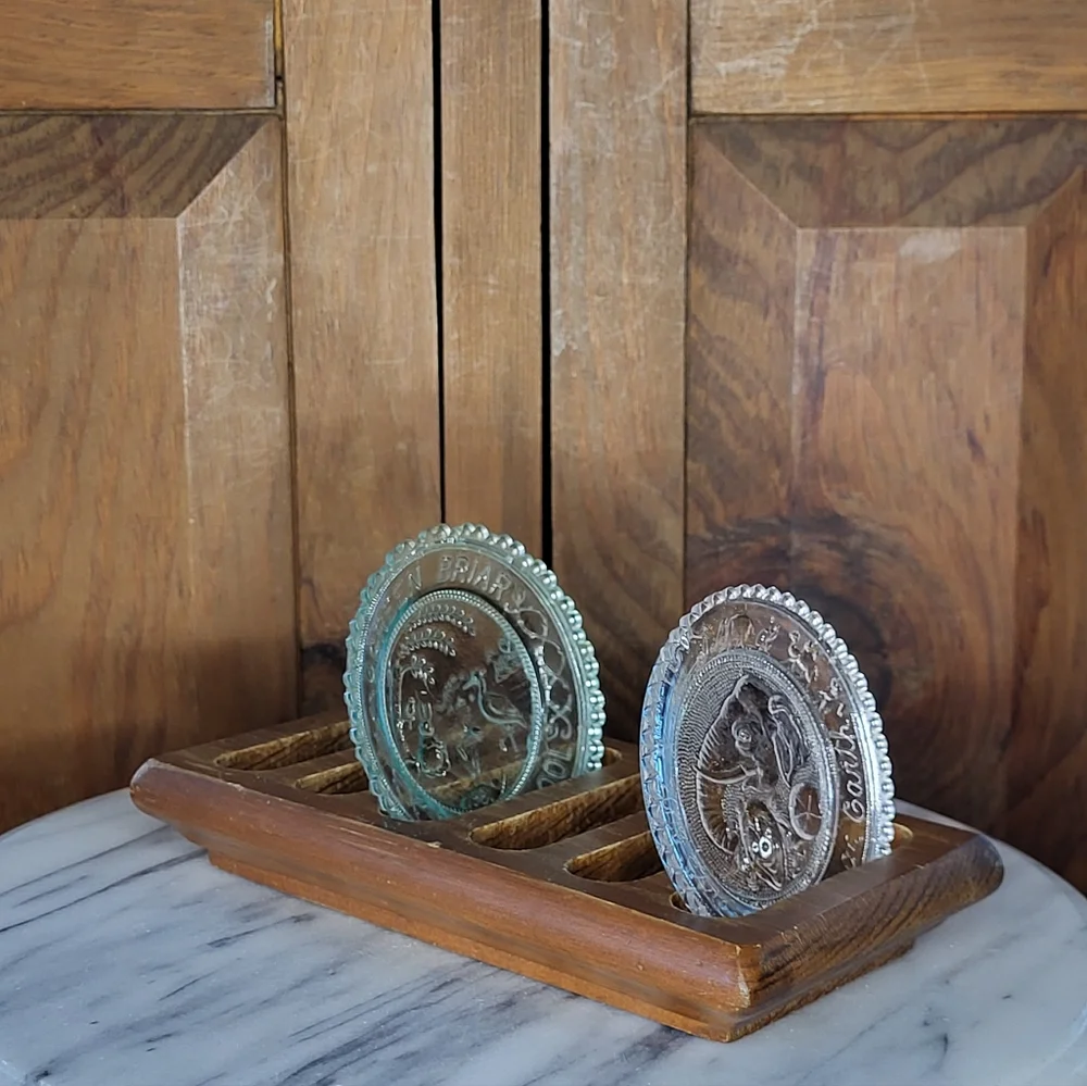 Vintage Glass Sun Catchers with Wooden Holder - Picture 4 of 11